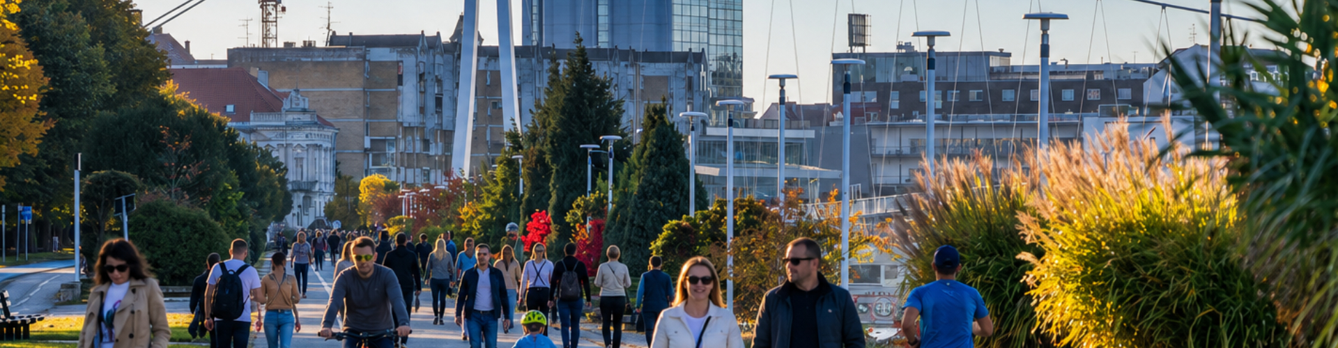 Osijek uz Dravu s rutom za planiranje posjeta