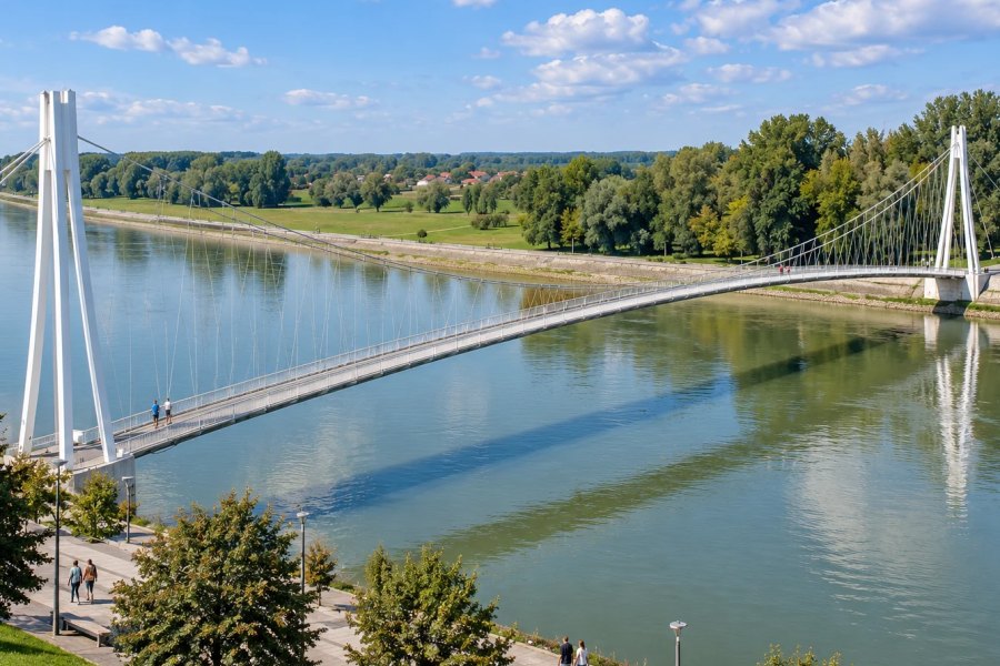 The pedestrian bridge over the Drava — illustration.