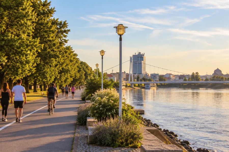 The riverside promenade in Osijek — illustration.