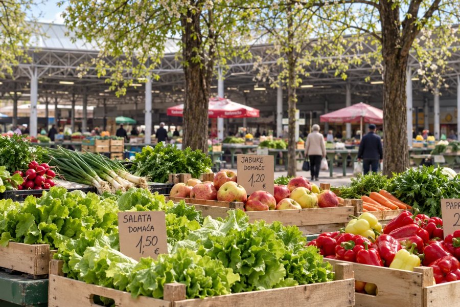 Fruit and vegetables at Osijek market — illustration.
